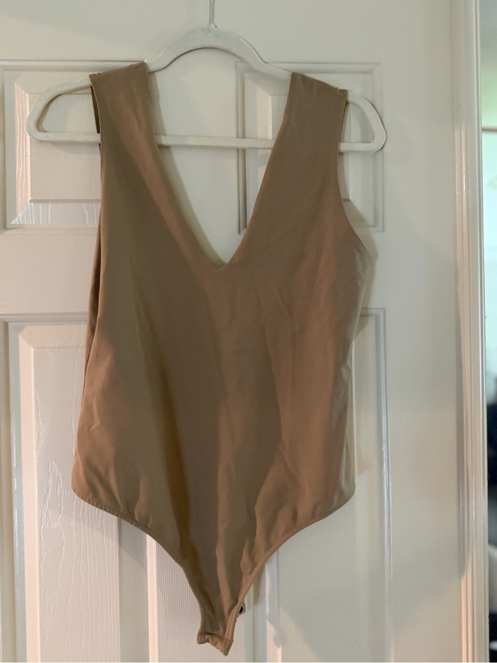 Free People Tan V-Neck Sleeveless Bodysuit